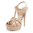 thumbnail image 1 of YDN Women's T-Strap Buckle Platform Sandals Peep Toe Stiletto High Heels Strappy Pumps Dressy Evening Prom Shoes Size 7 Nude, 1 of 4