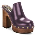 thumbnail image 1 of YDN Women's Wooden Platform Heeled Mules Closed Round Toe High Block Heel Slip On Clogs Shoes with Studs Evening Party Daily Outfit Footwear Size 15 Purple, 1 of 6