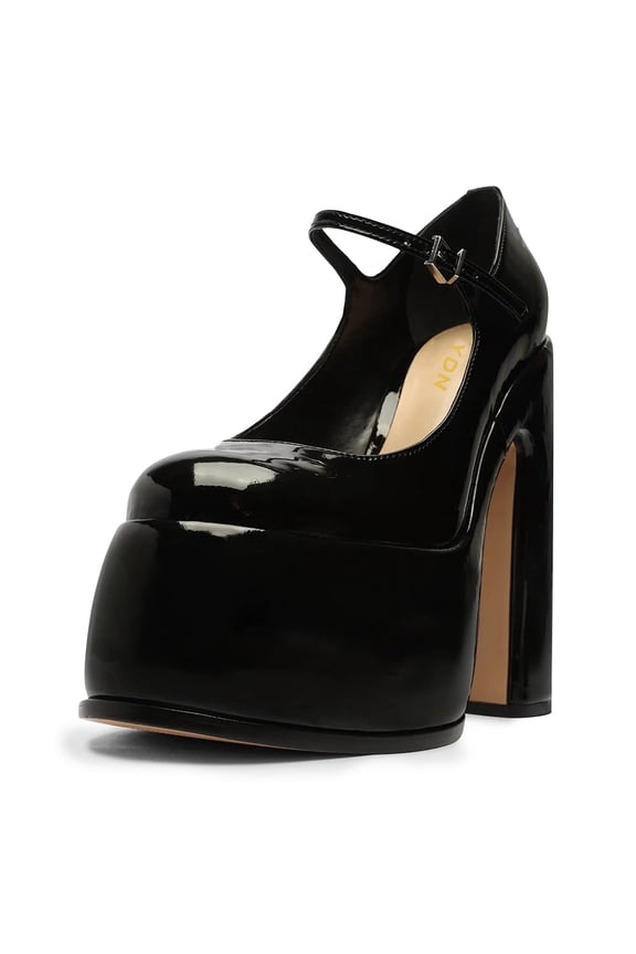 Womens Thick Platform Round Toe Mary Jane Pumps Ankle Buckle Strap Super High Heels Casual Outfit Party Shoes Size 10 Black