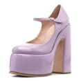 thumbnail image 1 of YDN Womens Thick Platform Round Toe Mary Jane Pumps Ankle Buckle Strap Super High Heels Casual Outfit Party Shoes Size 7 Purple, 1 of 4