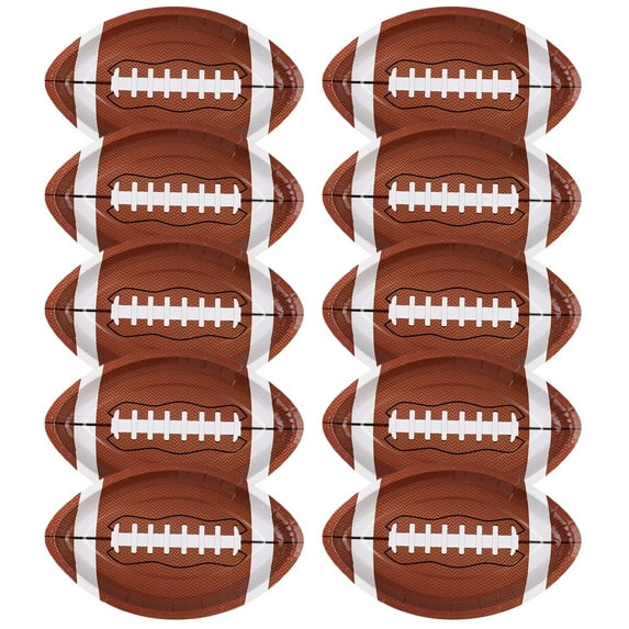 YDNGF 10pcs Football Shaped Disposable Paper Plates Football Party Plates Football Party Supplies for Football Theme Party Supplies Sports Game Birthday Decoration, 9.4 x 5.9 Inch