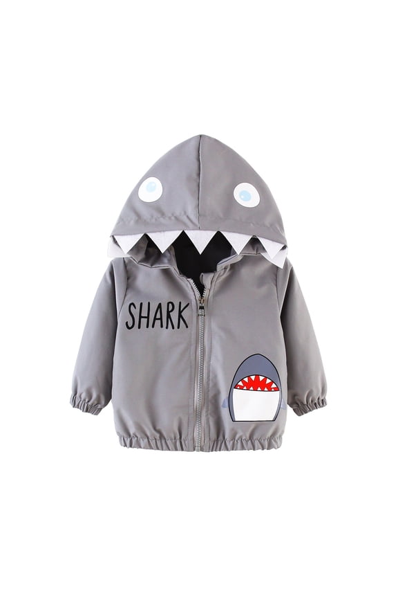 Baby Toddler Boys Coat Long Sleeve Kids Children Girls Spring Winter Shark Print Coat Jacket Clothes For 6-12 Months