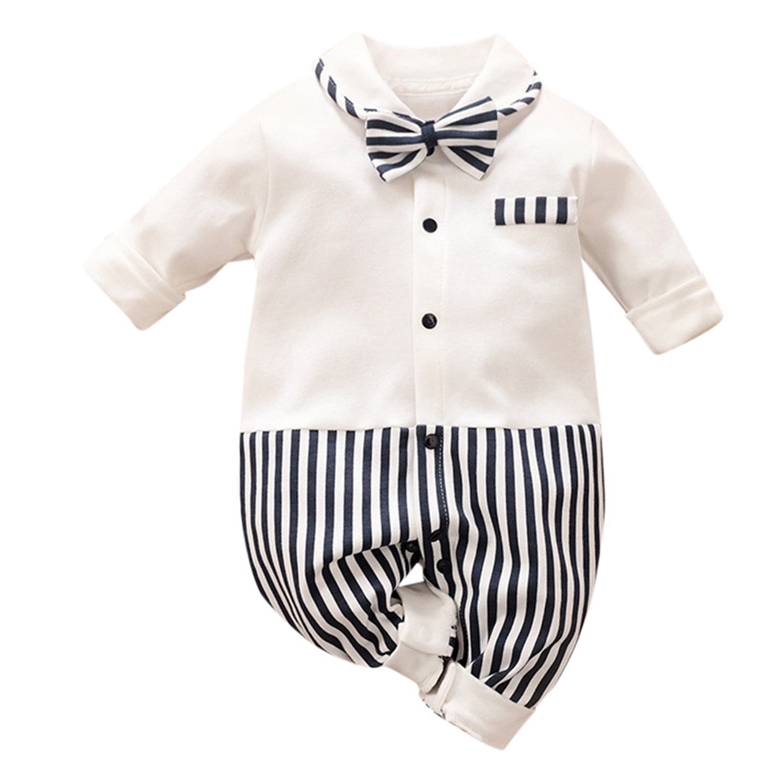 YDOJG Boy Clothes Outfit Set Baby Boy’S Gentleman Clothes Romper Jumpsuit Cotton Long Sleeve For 6-9 Months