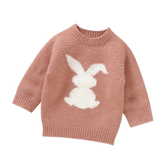 Mrzhqd Boys Girls Print Sweater Sweatshirts Autumn Winter Warm Outfits Baby Girl Boy Cute Long Sleeve Knitted Rabbit Pattern Sweater Pullover Tops For 12-18 Months