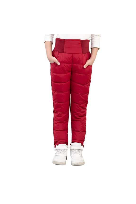 Boys Snow Wear Little Girls Boys Solid Snow Pants Thick Winter Warm Kids Pants Girl Activewear Clothes Snow Wear Outfits