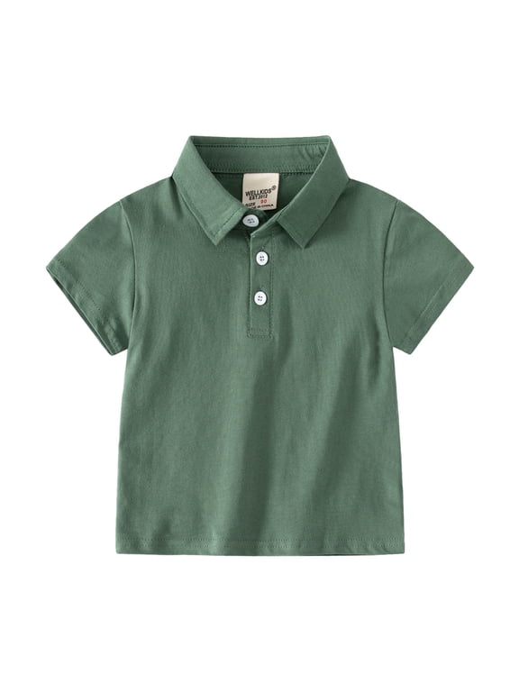 Boys T Shirts Kids Flannel Shirt Jacket Soild Short Sleeve Lapel Button Down Shacket Baby Girls Shirt Top Outwear For 18-24 Months