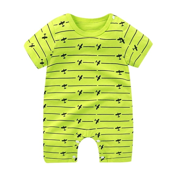 YDOJG Boys Toddler Kids Bodysuits Summer Thin Male And Female Baby Cute Cartoon Pattern Home Short Sleeved Romper For 6-9 Months