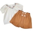 thumbnail image 1 of YDOJG Cute Summer Toddler Girls Outfits Set Baby Outfits&Set Embroidered Collar Top And Shorts Outdoor Casual Fashionable Suit For 5-6 Years, 1 of 6
