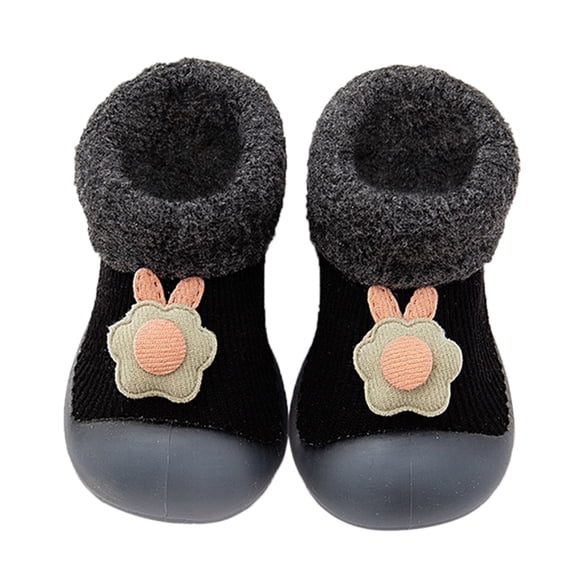 YDOJG Cute shoes for Toddler Boys Girls Baby Home Slippers Cartoon Warm House Slippers For Lined Winter Indoor Shoes Black 0-6 Months