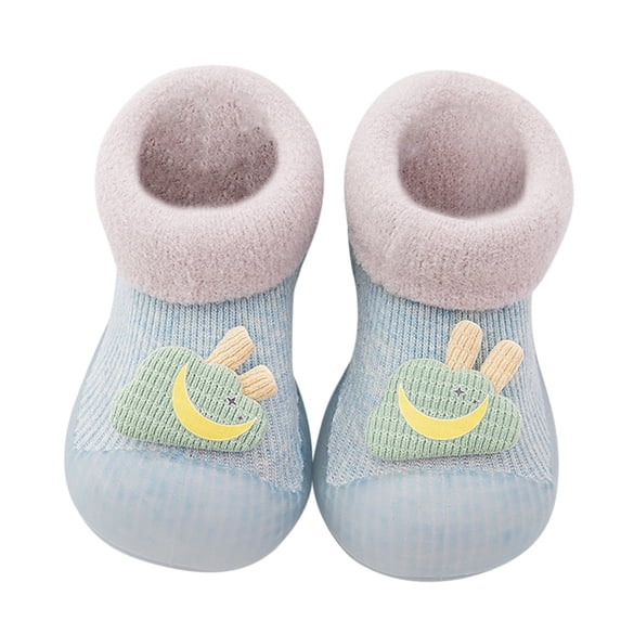 YDOJG Cute shoes for Toddler Boys Girls Baby Home Slippers Cartoon Warm House Slippers For Lined Winter Indoor Shoes Blue 18-24 Months