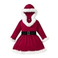 thumbnail image 1 of YDOJG Dresses for Girls Baby Kids Suit Christmas Long Sleeves Hooded Belt Princess Dress Outfits Red 2-3 Years, 1 of 9