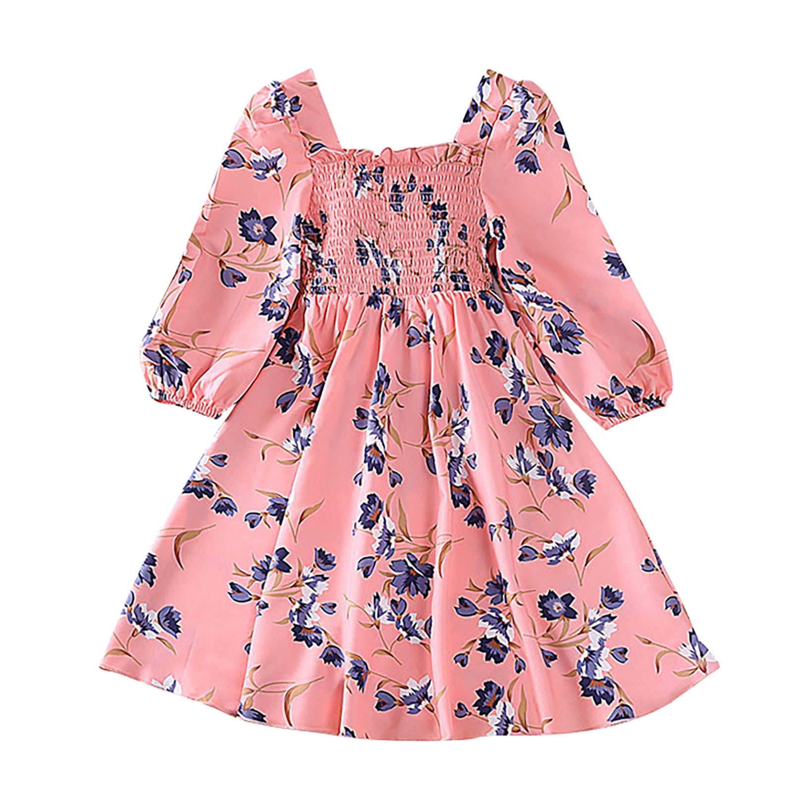 YDOJG Fashion Dresses For Girls Kid Girl Long Sleeve Dress Quare Neck ...