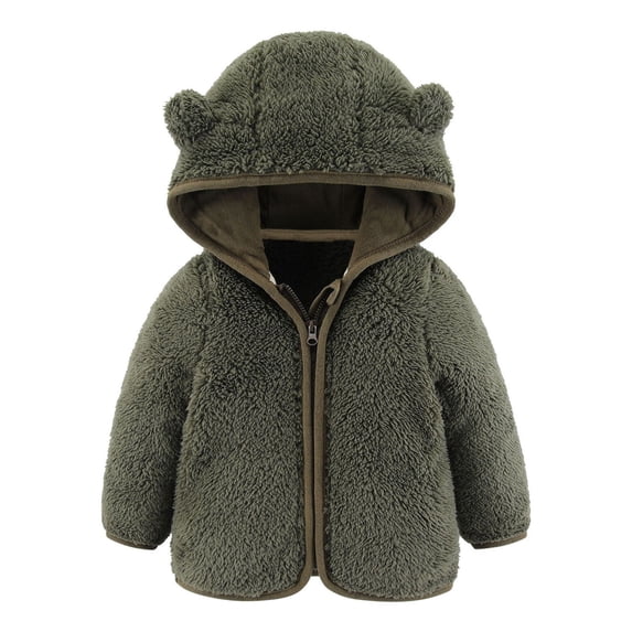 YDOJG Kids Clothing Baby Girls Boys Jacket Bear Ears Hooded Outerwear Zipper Warm Winter Coat