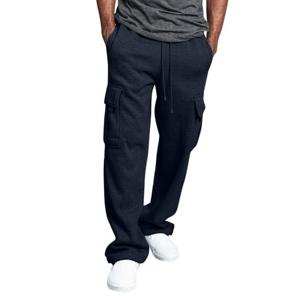 Casual Pants For Men Loose And Casual Pant Soild Color Tethered Waistband With Waistband And Long Trousers With Pockets