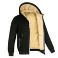 thumbnail image 1 of Mrzhqd Mens Hoodies Men'S Winter Casual Plush Solid Hooded Coat Long Sleeve Zipper Pocket Coat, 1 of 7