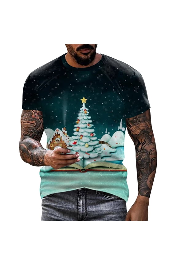 Mens T Shirt Fashion Christmas T Shirt Ssports Ffitness Outdoor 3D Digital Printing T Shirt Short Sleeve Shirt