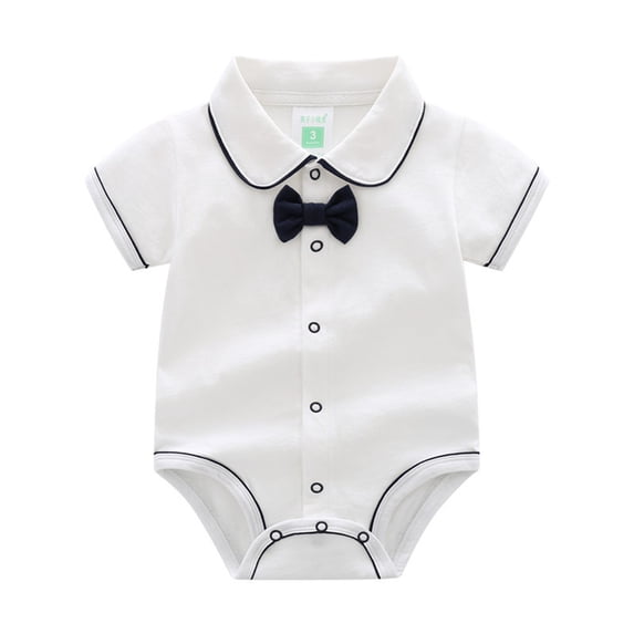 YDOJG Onesies For Baby Boys Bow Short Sleeve Outsie Bodysuit Banquet Wedding Jumpsuit Clothes For 6-9 Months