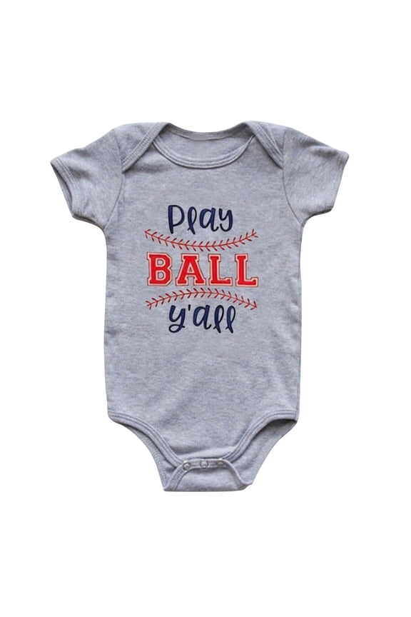 YDOJG Onesies For Baby Shirt Short Sleeve Baseball Cartoon Print Cute Print Ha Solid Color Triangle Bag Fart Clothes For 3-6 Months