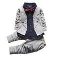thumbnail image 1 of YDOJG Outfit Set for Toddler Boys Girls Baby Boy Dress Clothes Outfits Tuxedo Formal Suits For Kids Long Sleeve Shirt With Pants Set Grey 3-4 Years, 1 of 5