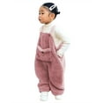 thumbnail image 1 of YDOJG Pants for Boys Girls Flannel Suspender Warm Girl Winter Baby Overalls Kids Pants Solid Pants Pink 2-3 Years, 1 of 4