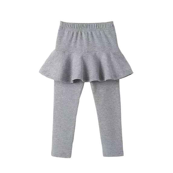 YDOJG Pants for Boys Girls Leggings Skirt Ruffle Skirt Pants Kids Grey 18-24 Months