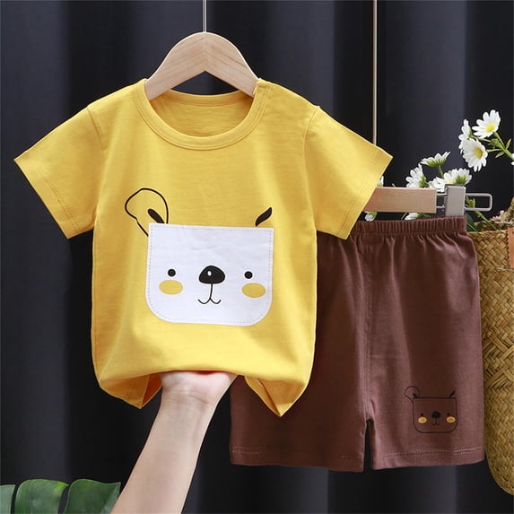 Bysome Summer Sport Outfit Set For Boys Toddler Childrens Short Sleeve Short Pants Set Pure Cotton Girls Clothes Boy T Shirt Baby Baby Clothes Childrens Clothes