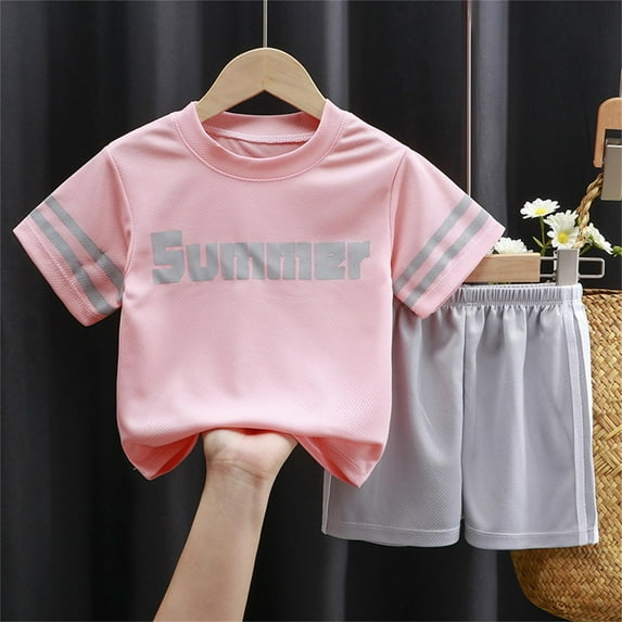 YDOJG Summer Sport Outfit Set For Boys Toddler Childrens Short Sleeved Running Suit Casual Clothes For And Girls New T Shirt Shorts Two Piece Set