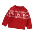 thumbnail image 1 of YDOJG Boys Girls Print Sweater Sweatshirts Toddler Kids Baby Christmas Long Sleeve Sweaters Warm Jacket Cotton Knit Deer Xmas Coat Outwear For 9-12 Months, 1 of 9