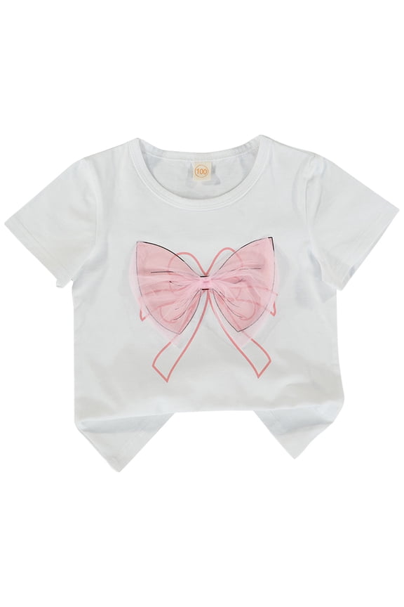 Mrzhqd T Shirts For Girls Toddler Kids Girls Dance Top Bowknot Prints Short Sleeve Dance Top Ballet Gymnastics Dancewear For 18-24 Months