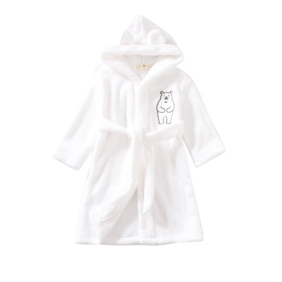 Mrzhqd Toddler Boys Girls Pajamas Kids Baby Cartoon Bathrobes Hooded Warm Flannel Night-Robe Sleepwear Pajamas For 1-2 Years
