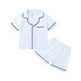 thumbnail image 1 of YDOJG Toddler Boys Girls Pajamas Kids Baby Spring Summer Floral Cotton Short Sleeve Tops Shorts Outfits Pajamas Clothes For 4-5 Years, 1 of 2