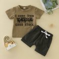 thumbnail image 1 of YDOJG Toddler Boys Girls Short Sleeve Letter Cartoon Printed T Shirt Tops Shorts Outfits For 3-6 Months, 1 of 7