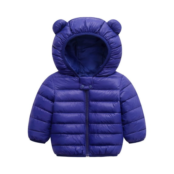 YDOJG Warm Coats For Girls Baby Toddler Boys Winter Long Sleeve Solid Coat Bear Ears Hooded Jacket Thicken Windproof Zipper Warm Outwear For 9-12 Months