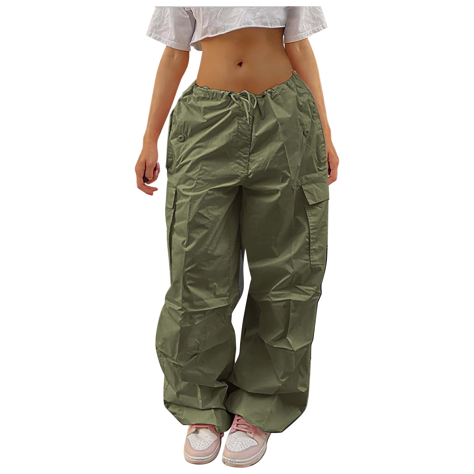 YDOJG Women's Cargo Pants Casual Plus Size Tethered Straight Cargo ...