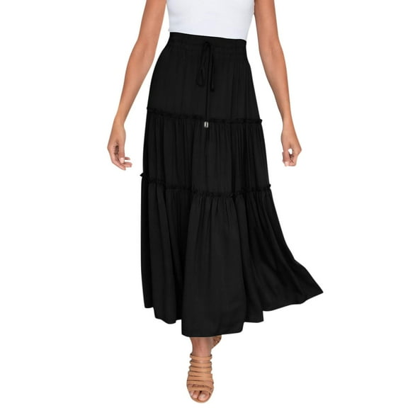 BJUTIR Womens Skirts ’S Elastic High Waist Boho Maxi Skirt Ruffle A Line Swing Long Skirts
