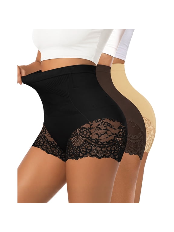 Women's High-Waisted Seamless Tummy Control Shapewear Briefs, Medium Compression, 3-Pack, Size XL