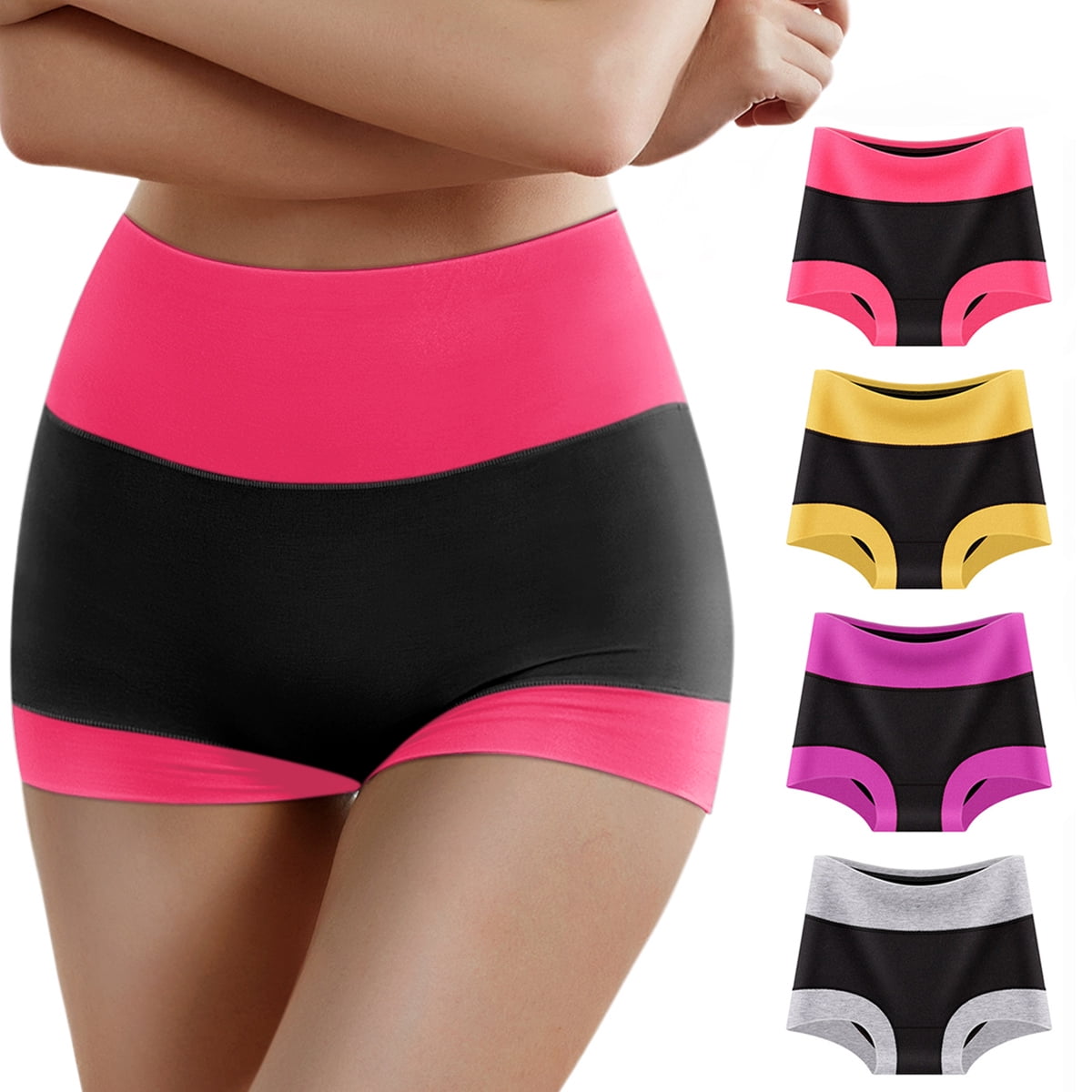 YDQ Boy Shorts Underwear for Women High Waisted Cotton Panties Stretch
