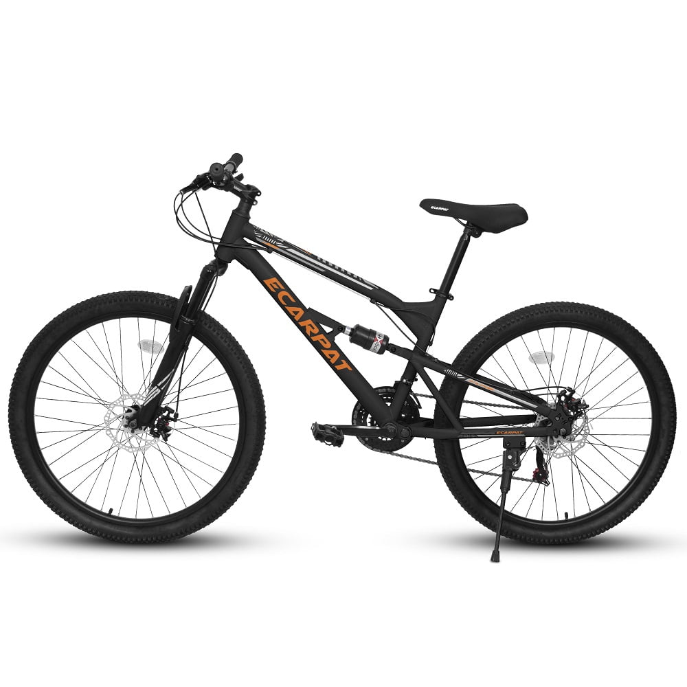 YDSM  26 Inch Steel Frame Shock Fork Plus Shock Absorber 21-speed Unisex Mountain Bike Black