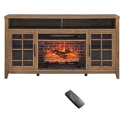 YDSM 55inTV Media Stand with Electric Fireplace KD Inserts Heater,Reclaimed Barnwood Color