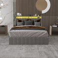 thumbnail image 1 of YDSM Full Size Bed Frame with LED, 4 Under-bed Portable Storage Drawers, Wings Headboard Design, Light Grey, 1 of 6
