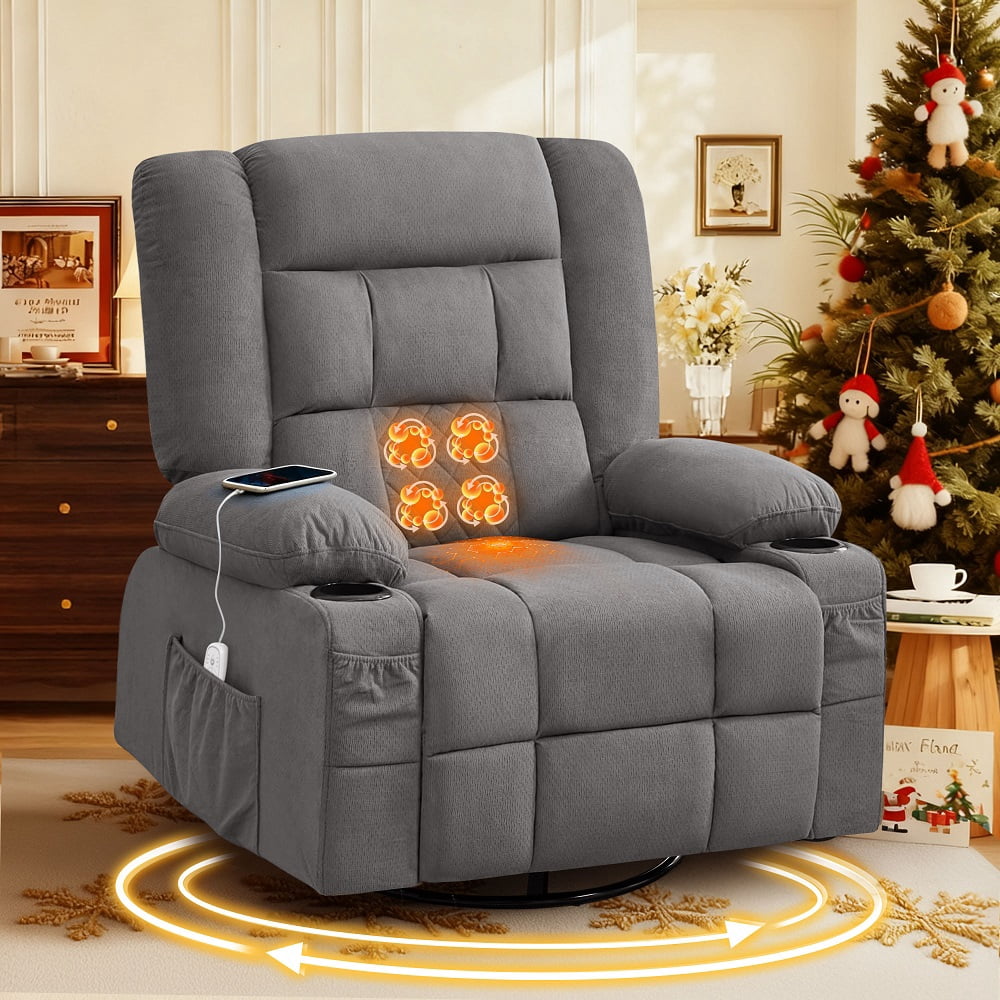 YDSM Kneading Massage Rocker Recliner Chair with 4-Point 3D Kneading ...