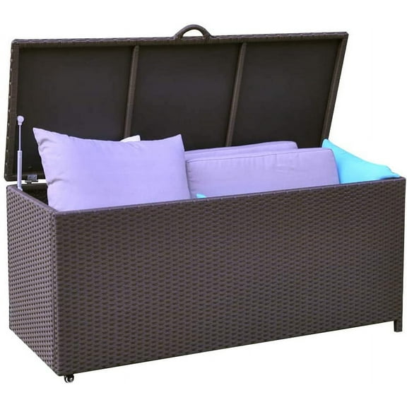 YDSM Outdoor Patio Wicker Large Storage Container Deck Box Made of Antirust Aluminum Frames and high quality Resin Rattan,52''L20.5''W24''H