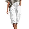 thumbnail image 1 of YDTUYT Capris for Women with Pockets Wide Leg Cargo Pants High Elastic Waist Hiking Travel Ladies Baggy Trousers Loose Fit Casual Lounge Yoga Workout Palazzo Sweatpants Outdoor Golf Jogger White, 1 of 8