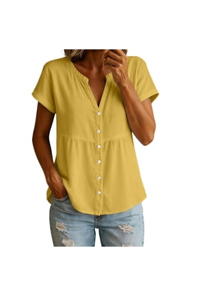 Linen Tops for Women Babydoll Shirts Empire Waist Peplum Tops Vintage Top Bohemian Shirts Loose Fit Casual Tops Tunic Clothes Business Work Blouse Work Clothes for Women Gauze Blouses Pullover