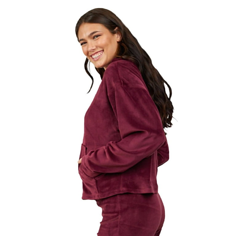 Burgundy velour hot sale hoodie