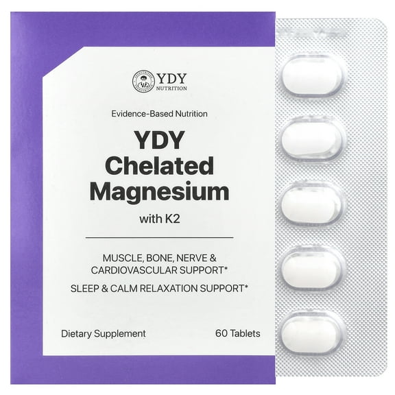 YDY Chelated Magnesium With K2, 60 Tablets