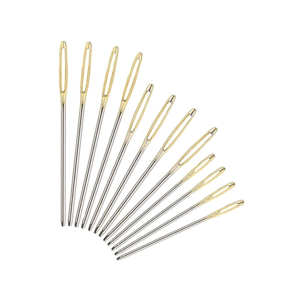 YDYB 12Pcs Large-Eye Sewing Needles, Stainless Steel Blunt Tapestry Needles with Clear Storage Case, Yarn Darning Stitching Needle Kit for Crochet Weaving, (5.2cm/6cm/7cm)