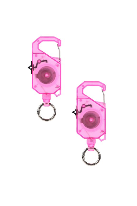 2Pcs Retractable Badge Holder, Retractable Keychain with Locking Mechanism and Anti-Lost, One Hand Operation for Office Supplies and Everyday Carry, Pink