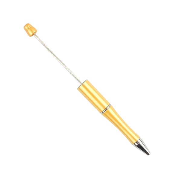 YDYB 5.5" Plastic Crafting Pen Yellow, DIY Beadable Ballpoint Pen with Non Slip Grip and Black Ink, Custom Stationery Pen for Youth Summer Camp Projects