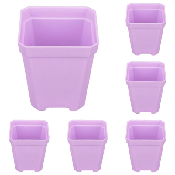 YDYB 5Pcs Small Succulent Pots, 2 Inch Plastic Succulent Pots with Drainage Hole and Prevent Root Rot, Beginner Friendly for Indoor Gardening and Windowsill Plants, Purple